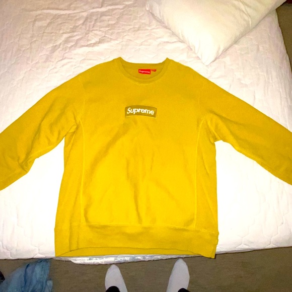 Supreme box logo crewneck (fw18) mustard - Picture 2 of 8